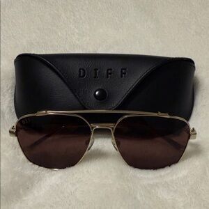 Diff Eyewear Silver Frame Sunglasses with Brown Lenses
